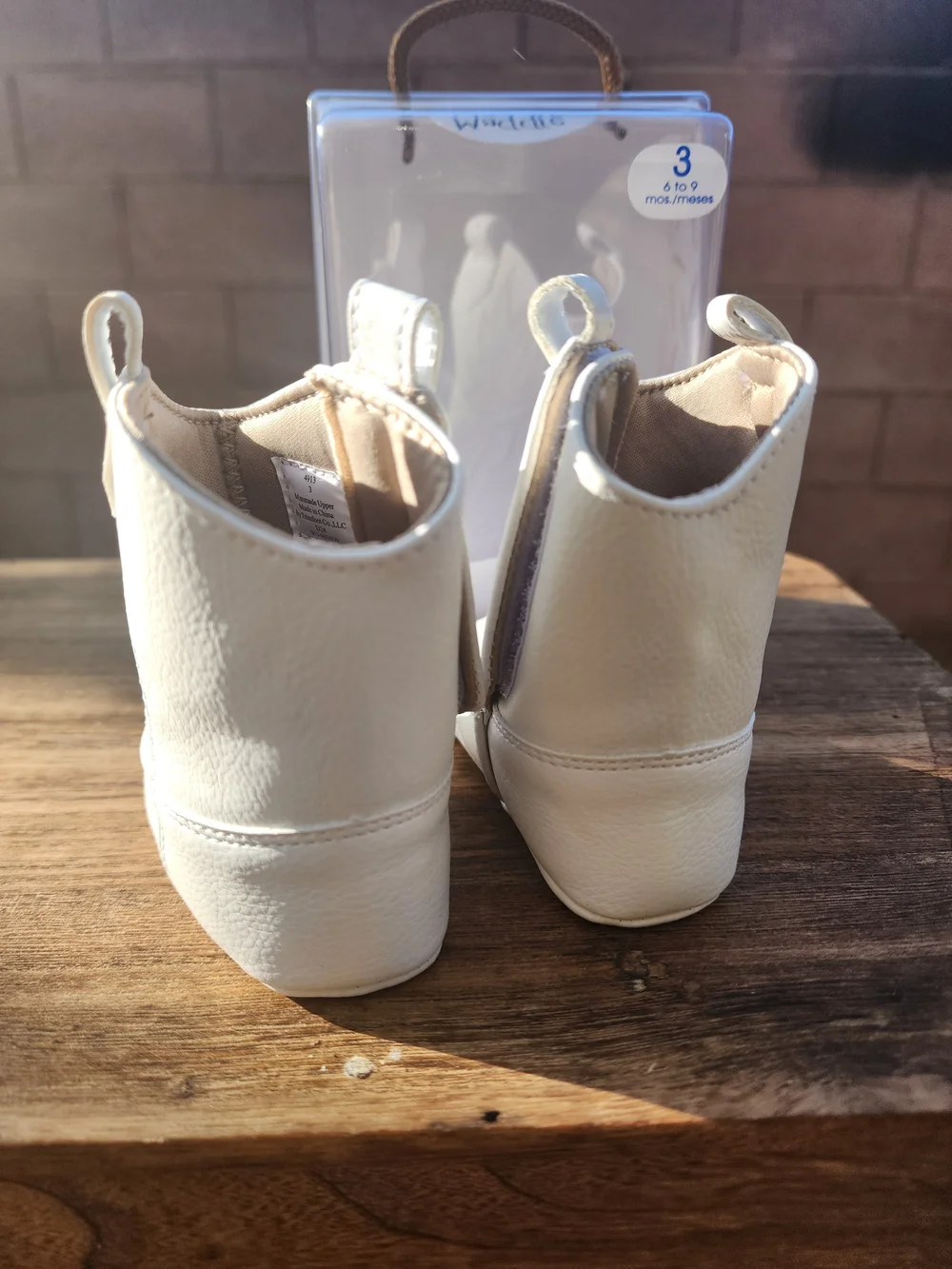 Baby Deer Baby White Leather Western Cowboy Boots Size 3 to 9 months